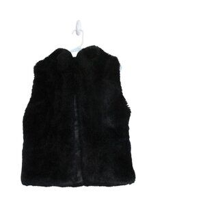Worthington Faux Fur‎ Vest Jacket Womens Small Black Sleeveless Hook & Loop